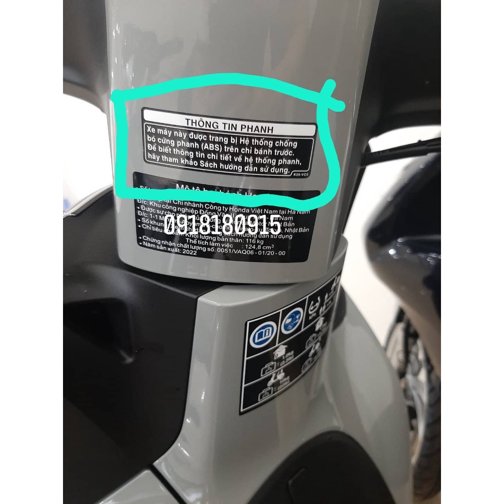 tem abs Tem thông tin ABS SH chính hãng honda