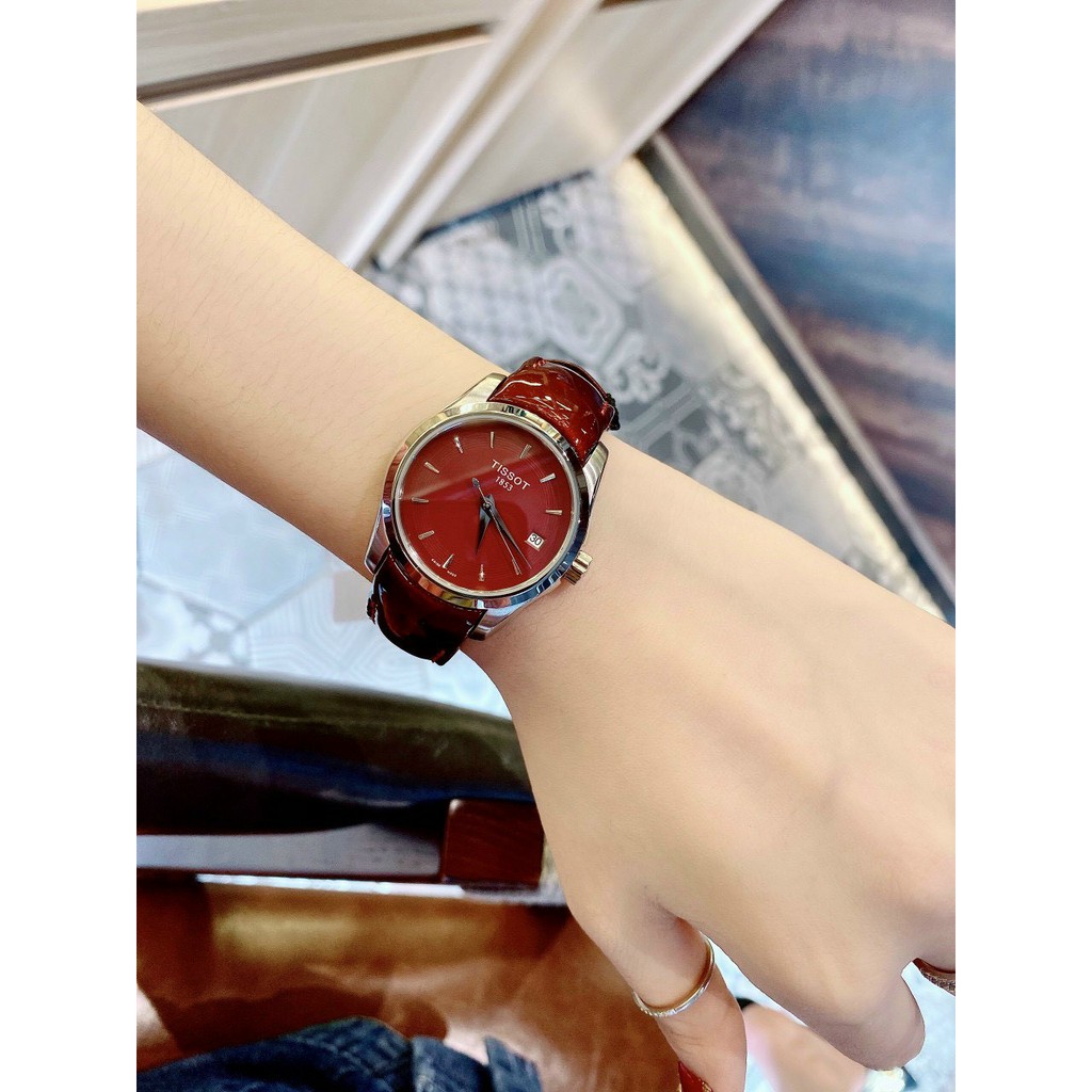 Đồng hồ nữ Tissot dây da bóng mềm, thẻ bảo hành 12 tháng | BigBuy360 - bigbuy360.vn
