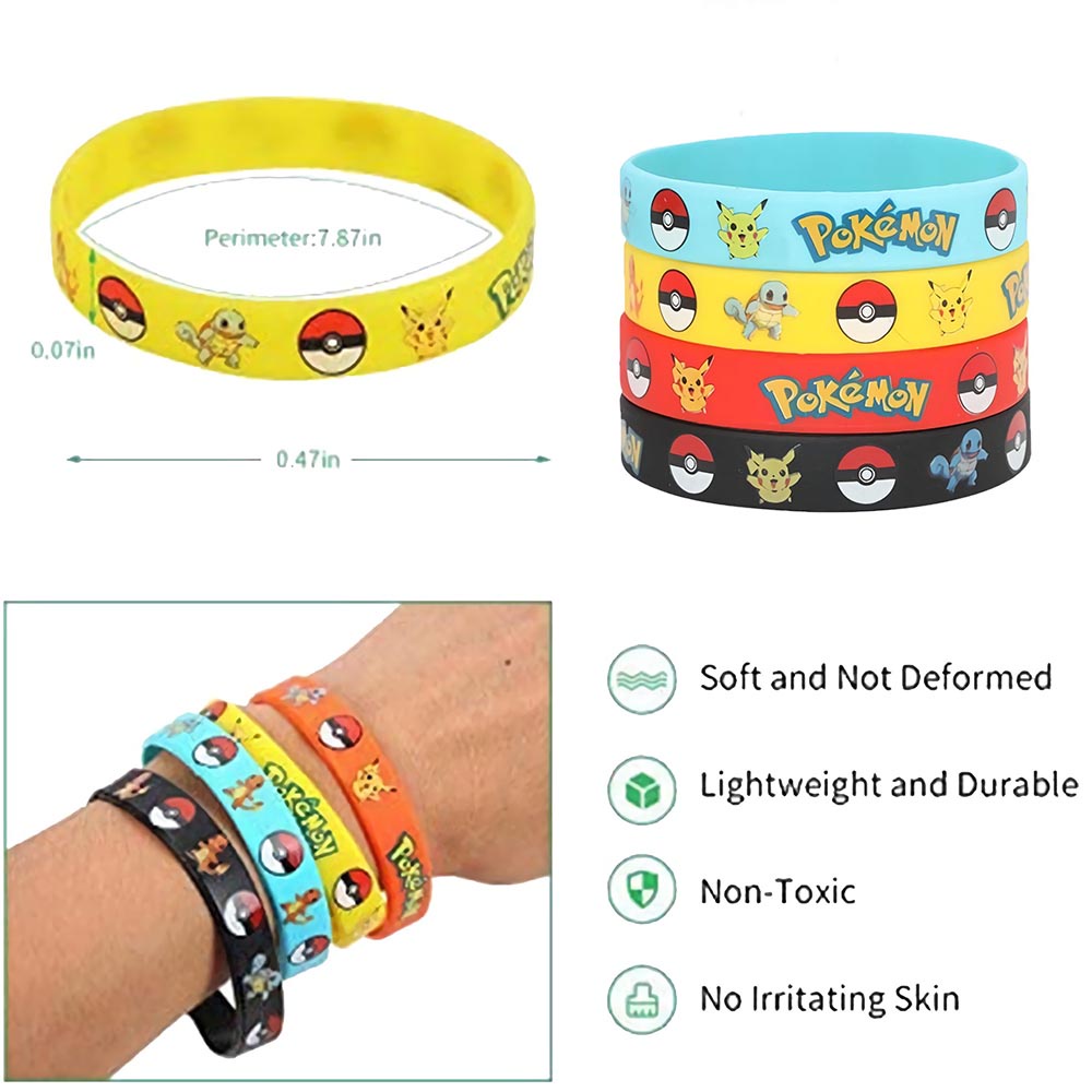 Vòng Đeo Tay Bằng Silicone In Hình Pikachu Dễ Thương Dành Cho Bé