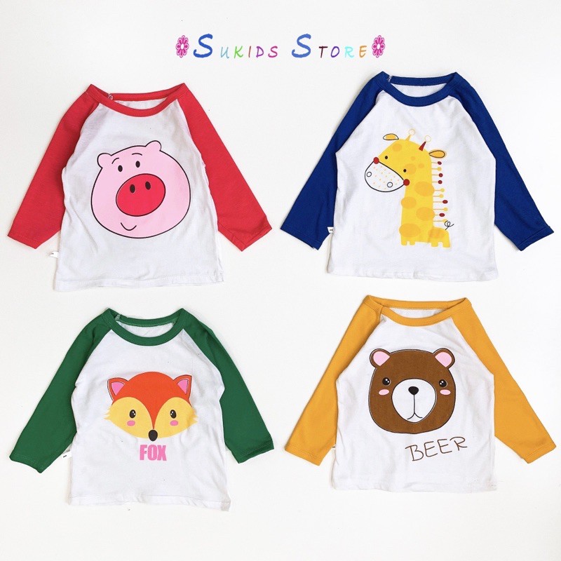 [FREESHIP XTRA] Áo thun dài tay Raglan thu đông hoạ tiết ngộ nghĩnh sành điệu cực hot cho bé trai/bé gái - Sukids Store