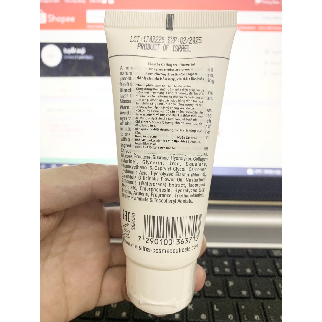 Kem dưỡng ẩm ngừa lão hóa Christina Elastin Collagen Placental Enzyme Cream 60ml [Công ty]