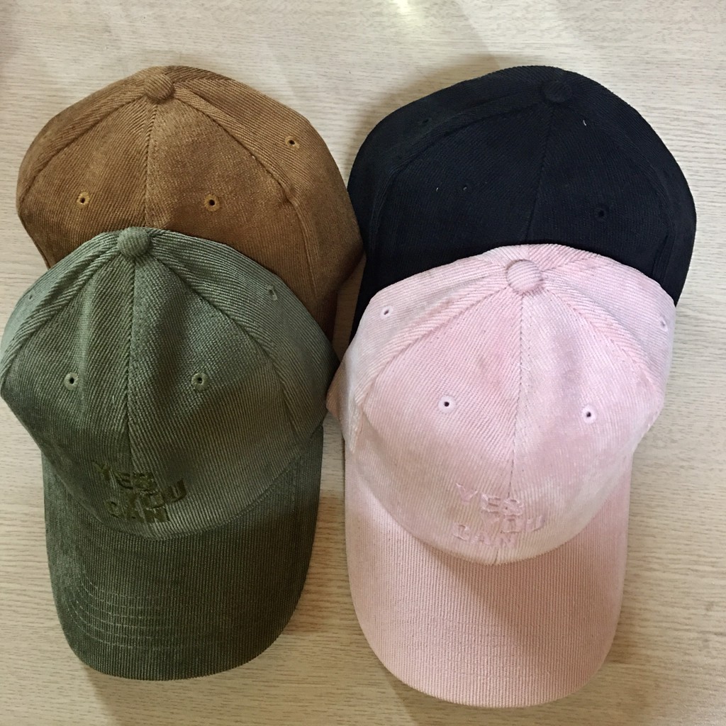 Mũ lưỡi trai Nón kết thêu chữ Yes You Can vải nhung phong cách thời trang Ulzzang form unisex nam nữ