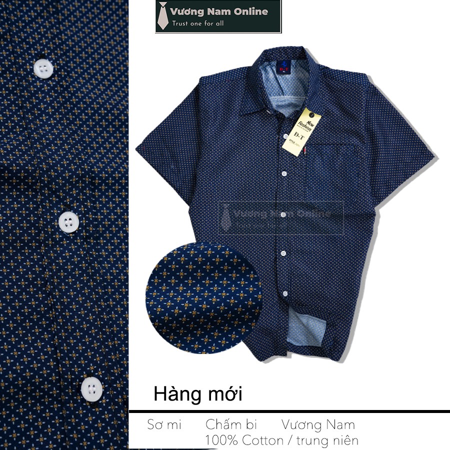 Áo sơ mi nam form rộng trung niên họa tiết ngắn tay vải cotton VN14F | BigBuy360 - bigbuy360.vn