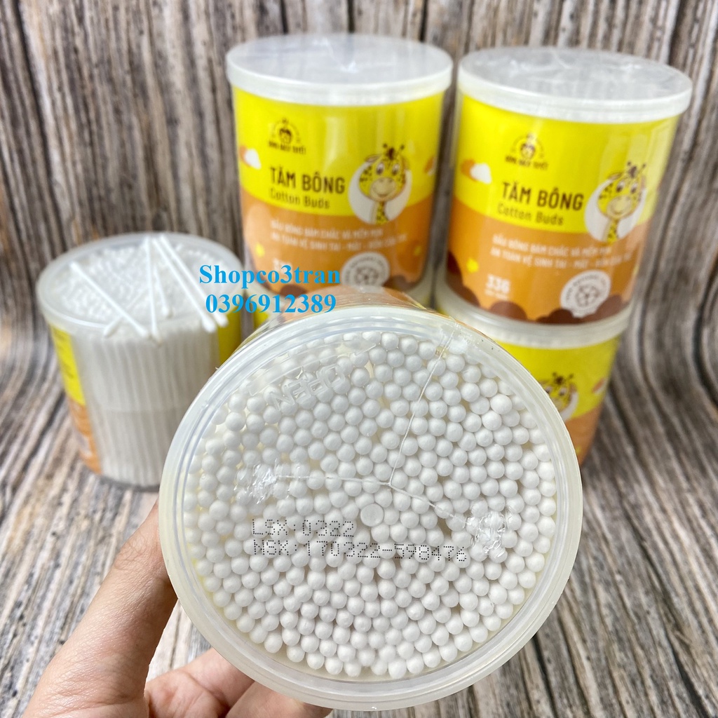 Tăm Bông Cho Bé 336 Que HỘP TRÒN XOAY chính hãng Bông Bạch Tuyết