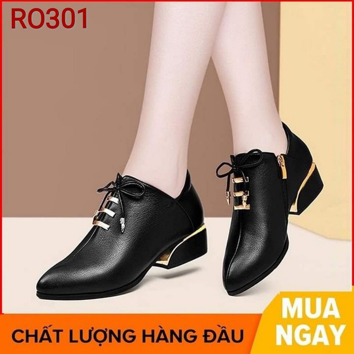 Giày boot nữ cổ thấp 4 phân hai màu đen trắng hàng hiệu rosata ro301