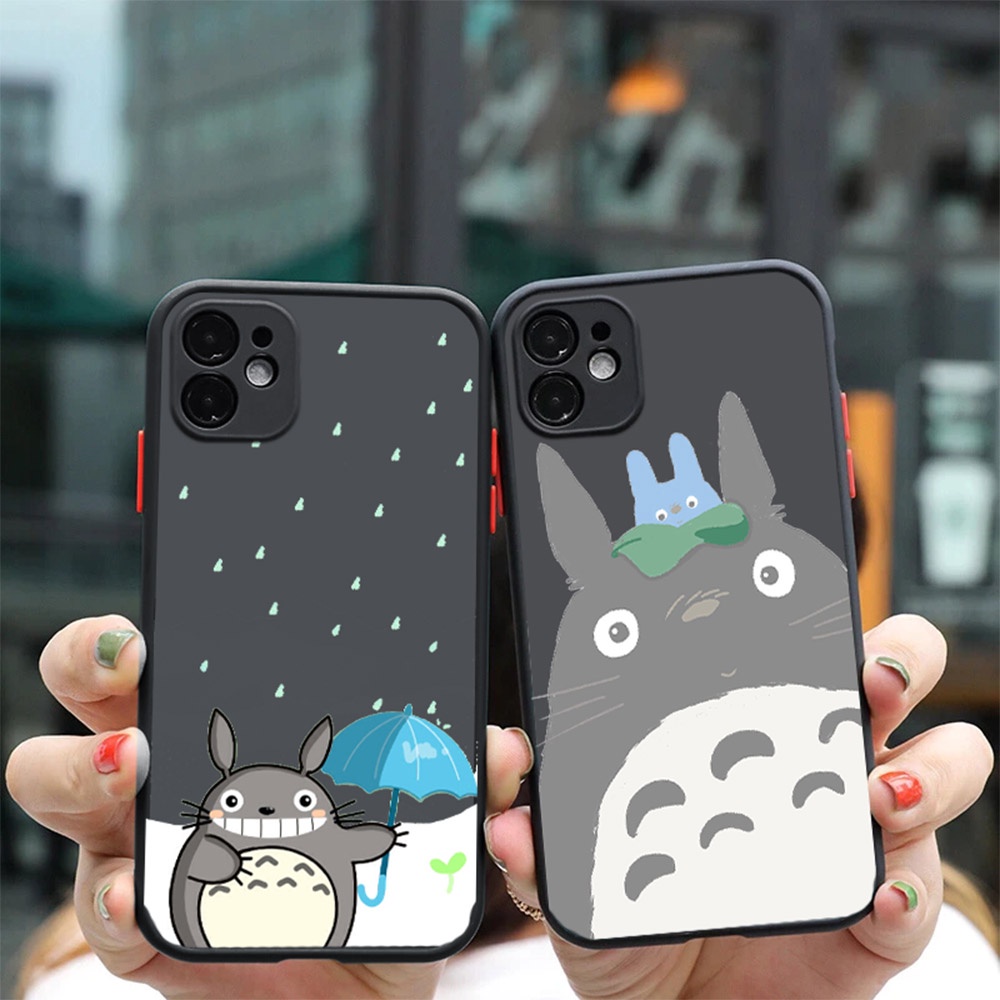 Ốp Điện Thoại Nhựa PC Cứng Mặt Nhám Hình Totoro Cho iPhone 11 12 13 Pro Max 7 8 SE 2022