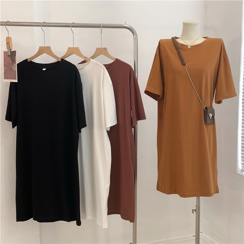 SUXI Áo Thun Cotton Tay Ngắn Dáng Dài Form Rộng Size Lớn Cho Nữ