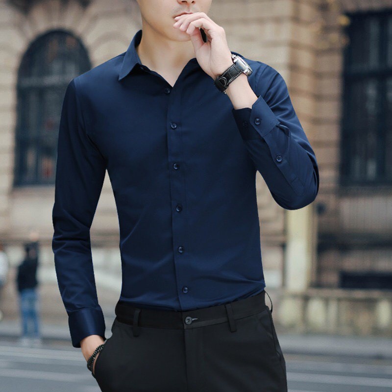 [MẪU MỚI-VNXK] Áo Sơ mi nam dài tay form slimfit Hàn Quốc vải cotton lụa mịn mát chống chăn chống xù