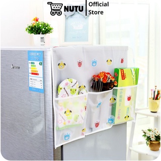 Tấm Phủ Tủ Lạnh Tiện Dụng Có Ngăn Để Đồ, Túi Treo Tủ Lạnh Nhiều Họa Tiết