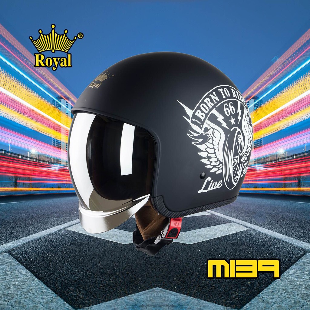 Nón bảo hiểm 3/4 kính âm Royal M139 - BIKER 176