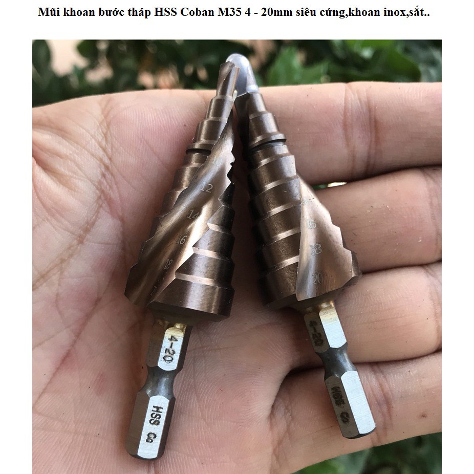 Mũi Khoan Bước Tháp Chuôi Lục Giác Thép HSS Co Phủ Coban Các Kích Thước Chuyên Sắt, Thép, Inox,...