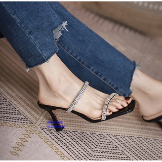[ORDER] GIÀY CAO GÓT QUAI NGANG ĐÍNH ĐÁ