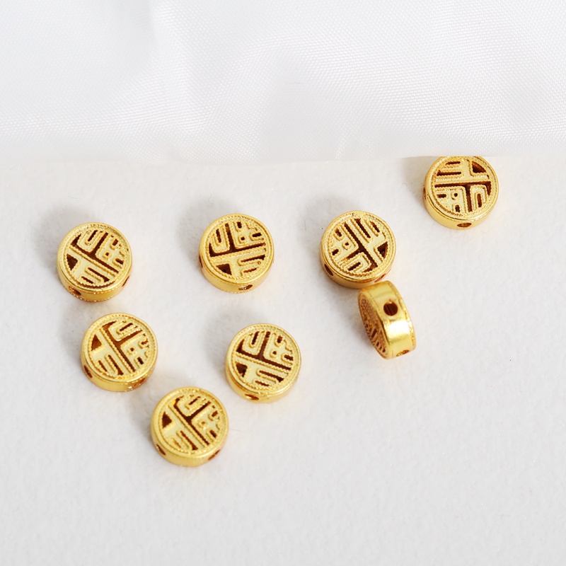 Hạt Rỗng Ba Chiều Rỗng Mạ Vàng 7mm Màu Sắc Cổ Điển Dùng Làm Trang Sức diy