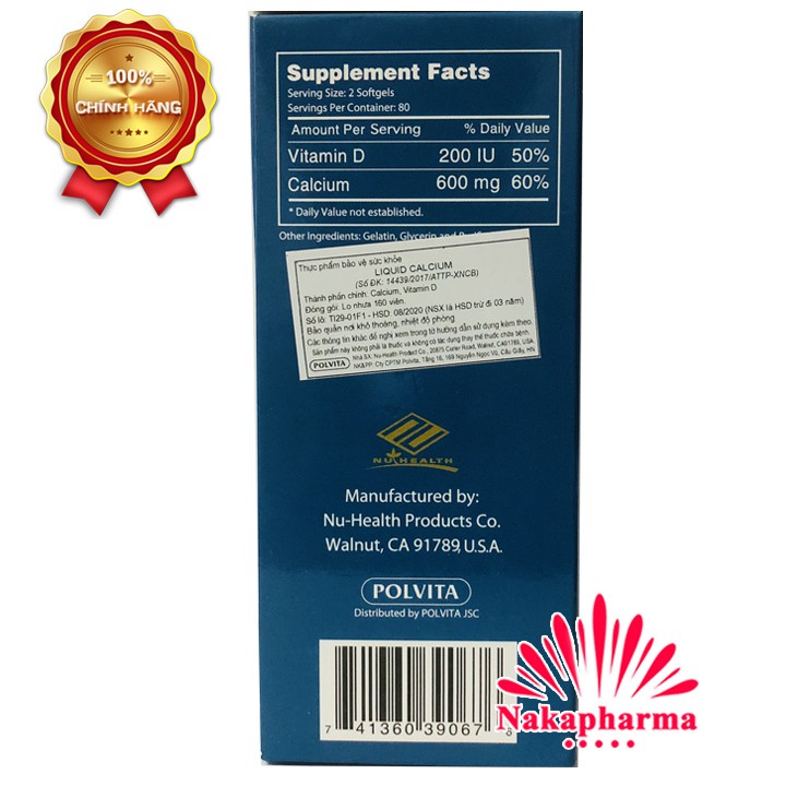 Liquid Calcium Polvita - Bổ sung canxi tối ưu, ngăn ngừa loãng xương, còi xương, chậm lớn - Chính hãng, có hóa đơn đỏ