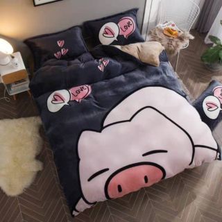 Bộ chăn ga gối nỉ nhung 3D cực cute