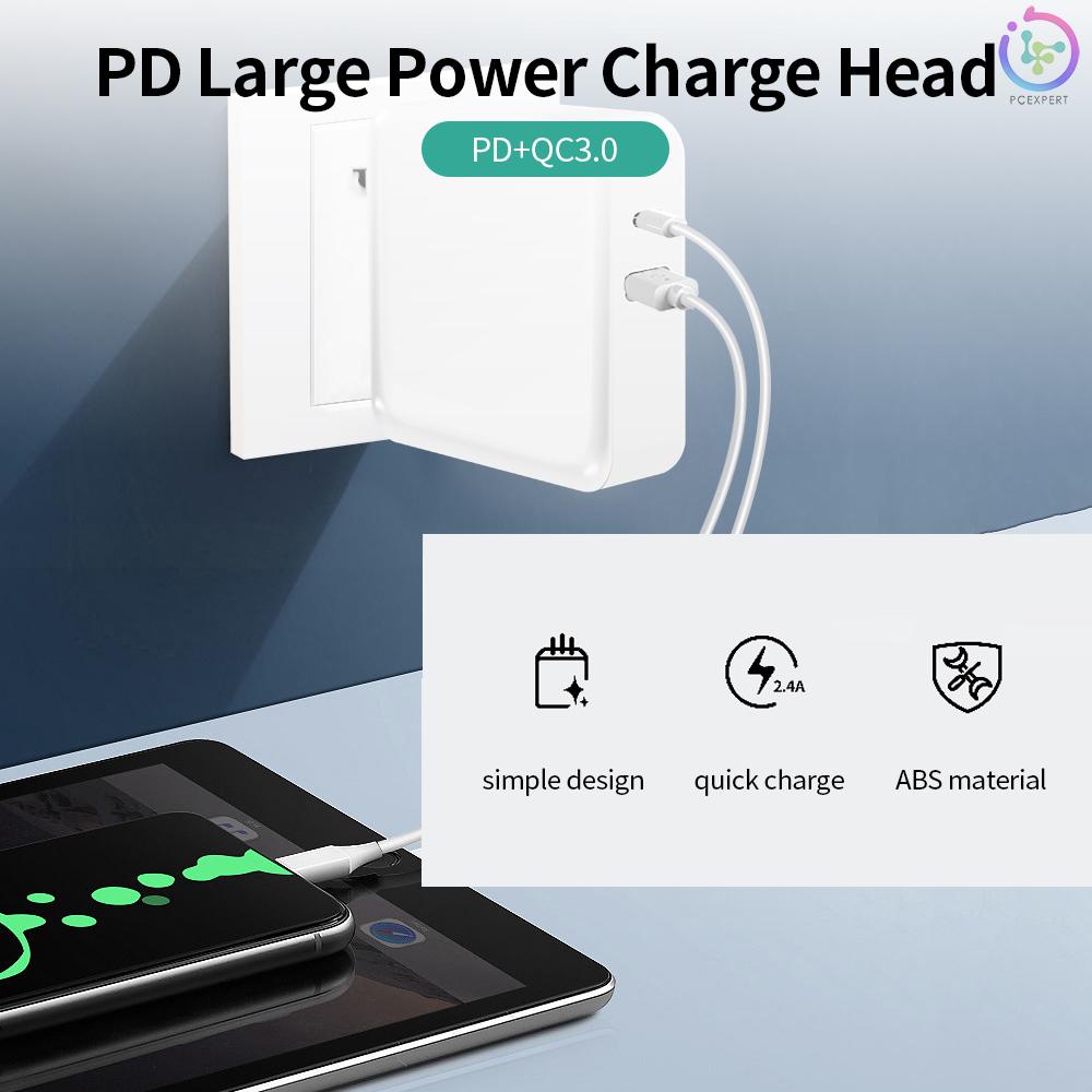 WLX-i8 2 Port USB+Type-C Charger 65W PD+QC3.0 Quick Charge Portable Adapter Charger Head for Tablet/Phone US Plug