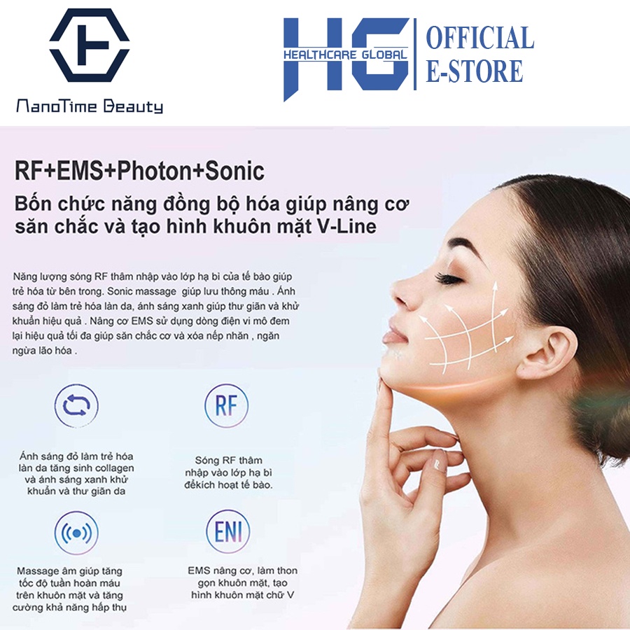 Máy Đẩy Tinh Chất ION Nóng Lạnh NanoTime Beauty F82E | Nâng Cơ Trẻ Hoá Da 9 in 1 - Công Nghệ Nano Photon RF, EMS...