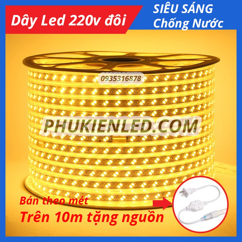 Đèn Led dây đôi chống nước ống nhựa 220V (bán theo m) 10m trở lên Tặng Nguồn - Đèn Led quấn cây dây đôi 2835 | BigBuy360 - bigbuy360.vn