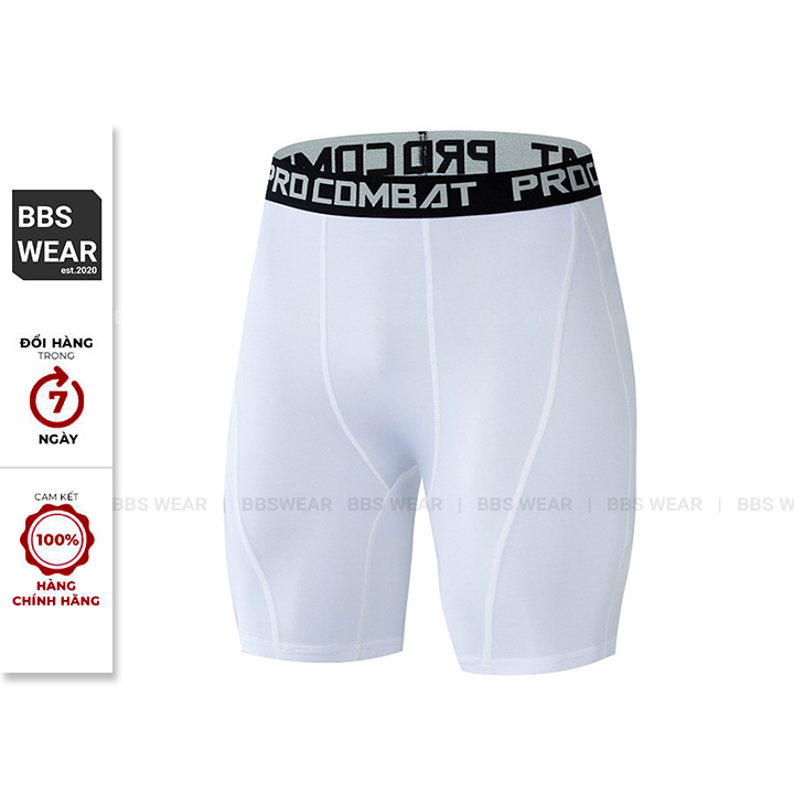 Quần Legging thể thao nam PRO COMBAT Dáng ngắn - Quần giữ nhiệt nam dạng đùi BBS WEAR chuyên GYM Bóng Rổ Đá Banh QL01