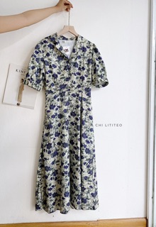 ĐẦM HOA XANH VINTAGE
