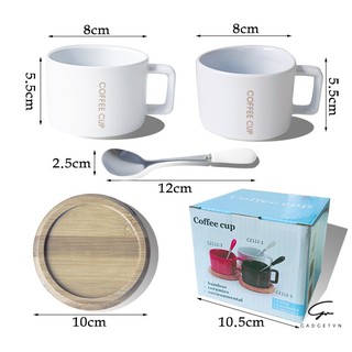 CỐC CAFE ( KÈM THÌA VÀ ĐẾ GỖ )