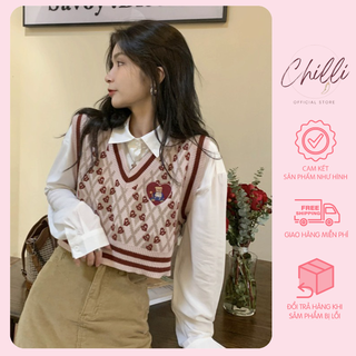 Áo gile len nữ teddy bear hàn quốc p407