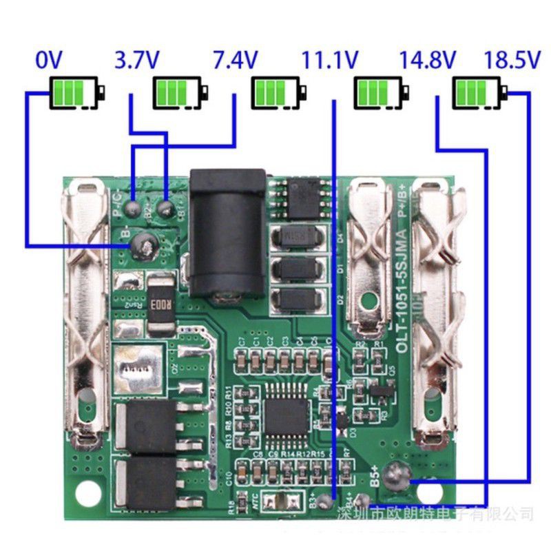 Mạch sạc bảo vệ cell pin Makita 5S 18v 50A New, chuyên dùng cho pin máy khoan Makita