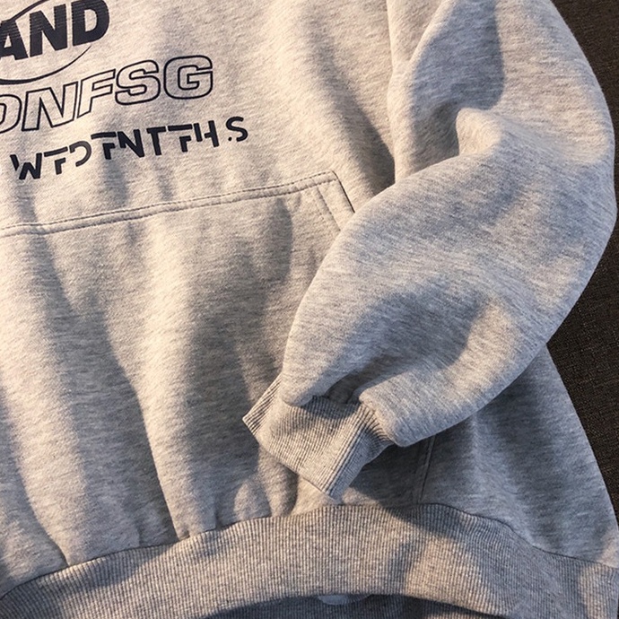 【ZHELIHANGFEI】Áo Hoodie Tay Dài Dáng Rộng In Chữ Cá Tính Thời Trang