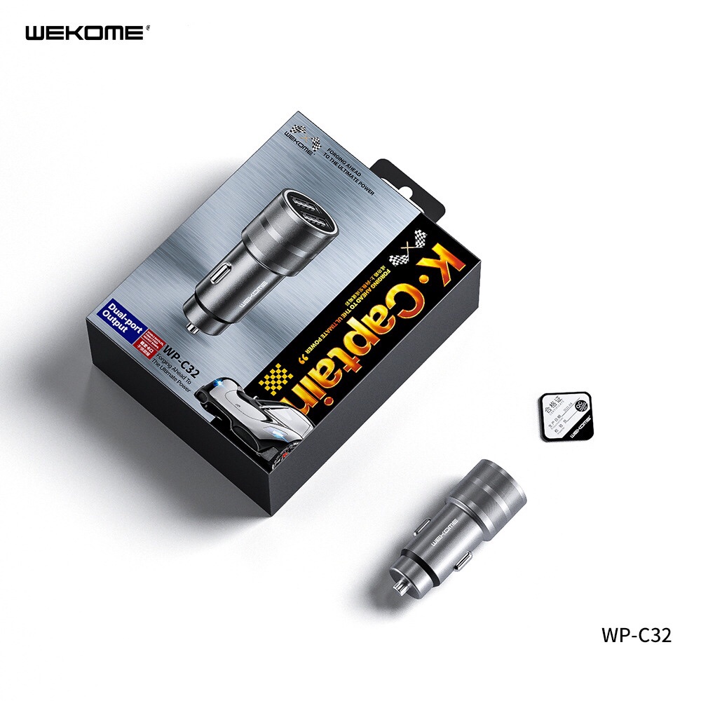 Củ cốc sạc tẩu sạc điện thoại trên ô tô xe hơi WK WP C32 12W DC12V-24V 2 cổng sạc usb sạc nhanh