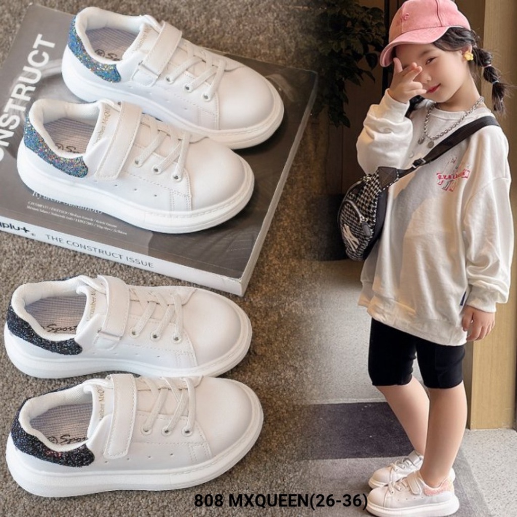 Giày thể thao trẻ em 26-36❤️FREESHIP❤️ Bata sneakers bé gái đế bằng gót nhũ 808 MXQUEEN