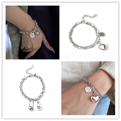 Vòng Đeo Tay Hai Tầng Màu Bạc Thời Trang Cổ Điển Dành Cho Nữ