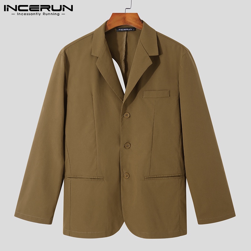 Áo khoác blazer INCERUN tay dài dáng rộng thời trang dành cho nam
