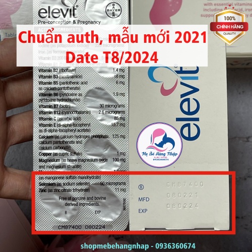 [Chuẩn Auth Úc] Elevit  Bầu Úc - Vitamin tổng hợp dành cho bà bầu 100 viên - Date 2024