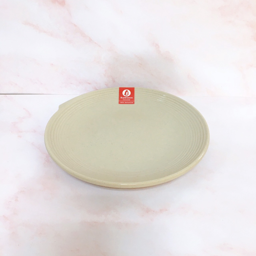 Bộ Đĩa Tròn - Đĩa Thuyền Có Viền SUPERWARE Nhựa Phíp 100% Melamine Nâu Đá - Stone
