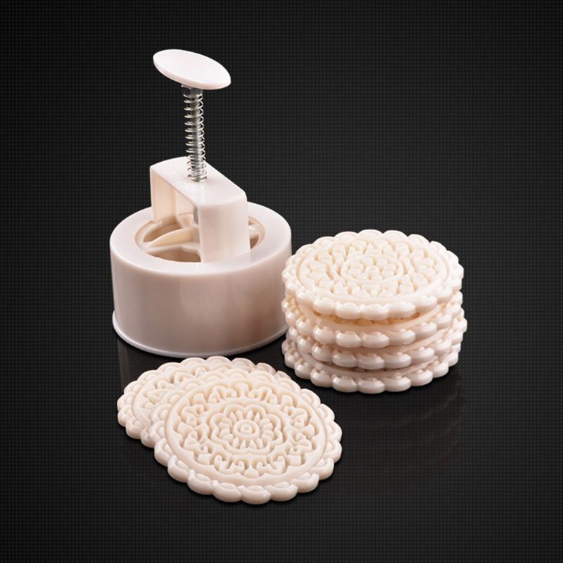 Khuôn Làm Bánh Trung Thu 250g Kèm 6 Con Dấu Hình Hoa Tròn
