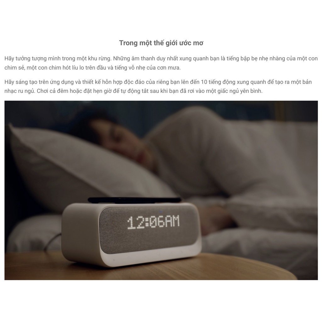 Loa Bluetooth ANKER SOUNDCORE Wakey 10W | Hỗ Trợ Đài FM | Sạc Không Dây | Hiển Thị Giờ - A3300 Chính Hãng