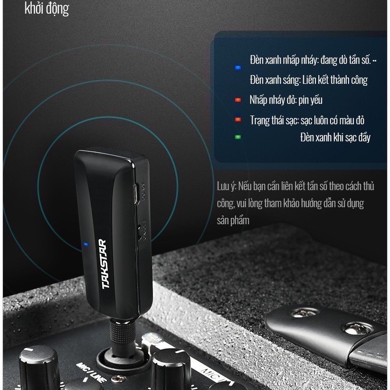 Micro Không Dây Hát Karaoke Takstar TS-K201 Độ Nhạy Cao, Chống Nhiễu, Khoảng Cách Xa, Chính Hãng Cao Cấp Bảo Hành 1 Năm