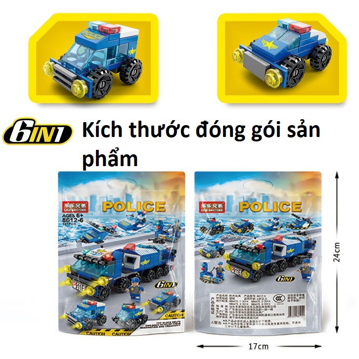 [147 CHI TIẾT] Bộ Lego lắp ráp xếp hình xe Cảnh Sát POLICE bằng nhựa an toàn, giúp bé phát triển tư duy