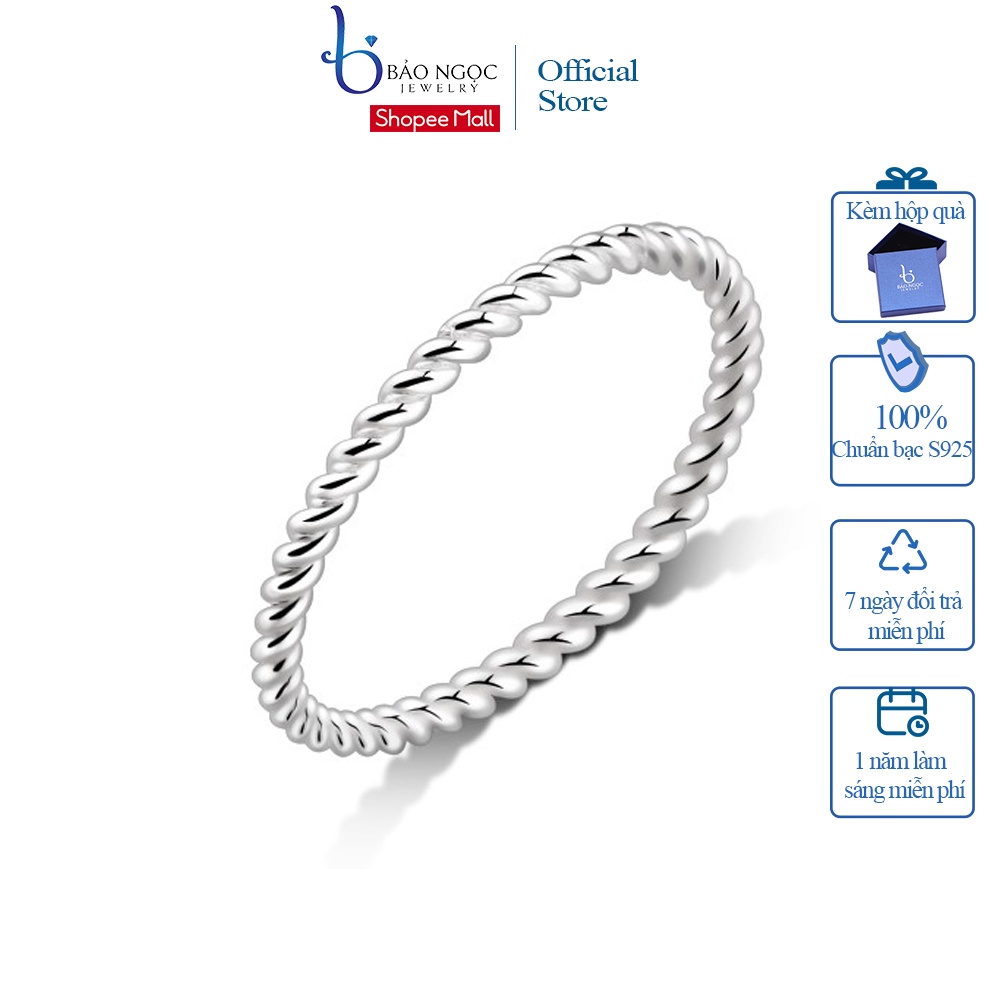 Nhẫn Bạc Nữ Hình Xoắn THiết Kế Đơn Giản Đeo Ngón Út N2462 - Bảo Ngọc Jewelry