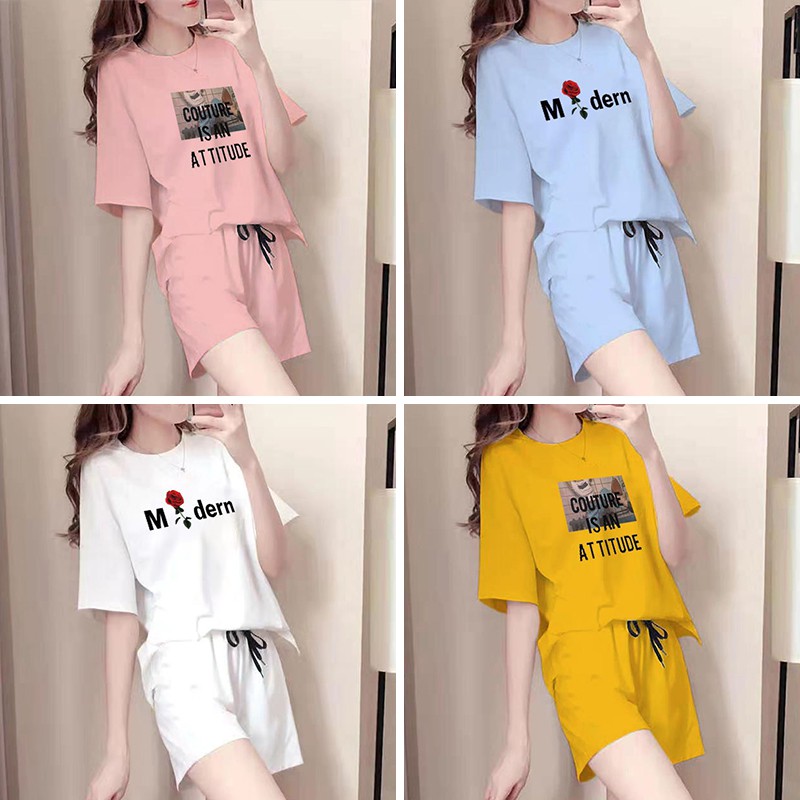Bộ đồ ngủ chất liệu cotton tay ngắn thời trang mùa hè dành cho nữ