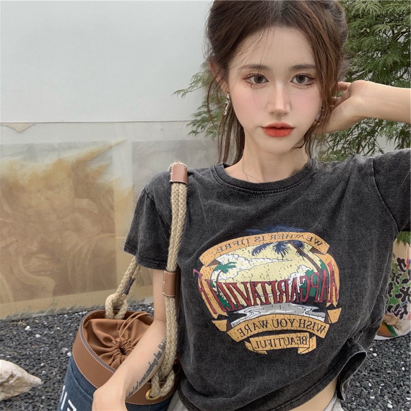 COZOK Áo Thun Tay Ngắn Form Rộng Theo Phong Cách retro Hợp Thời Trang