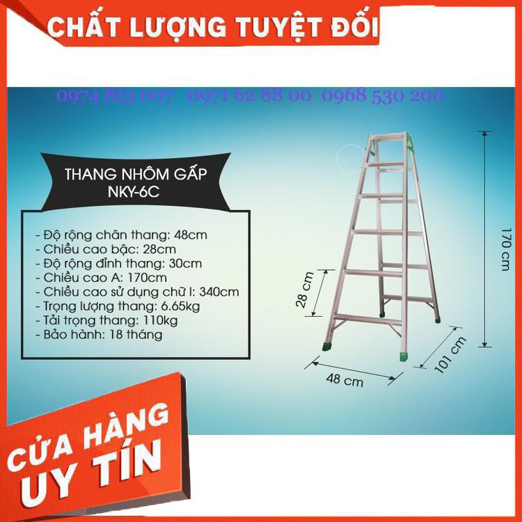 Thang nhôm gấp Nikawa NKY 6C, Thang nhôm tự rút Giá cực Rẻ