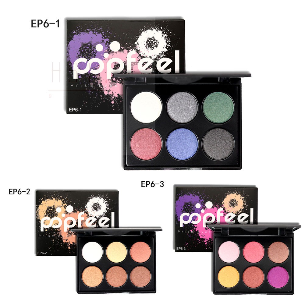 (Hàng Mới Về) Bảng Phấn Mắt 6 Màu Lấp Lánh Nhung Mịn Không Thấm Nước