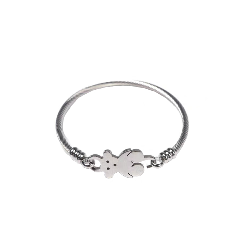 Kiềng tay gấu thép titan phong cách Harajuku cá tính dễ thương cho nữ