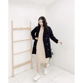 Trench coat 6 khuy vải gân tuyết