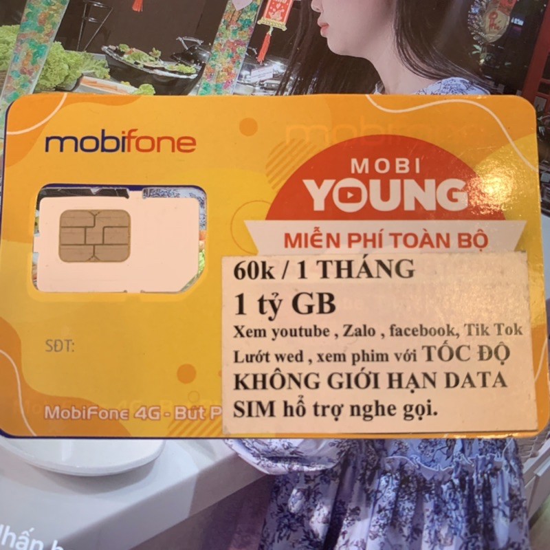 SIM 4G MOBIFONE - GÓI Y60 DÙNG MẠNG KHÔNG GIỚI HẠN