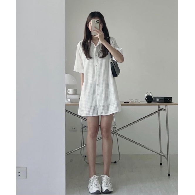 Váy áo sơ mi đan 2 lớp 2108