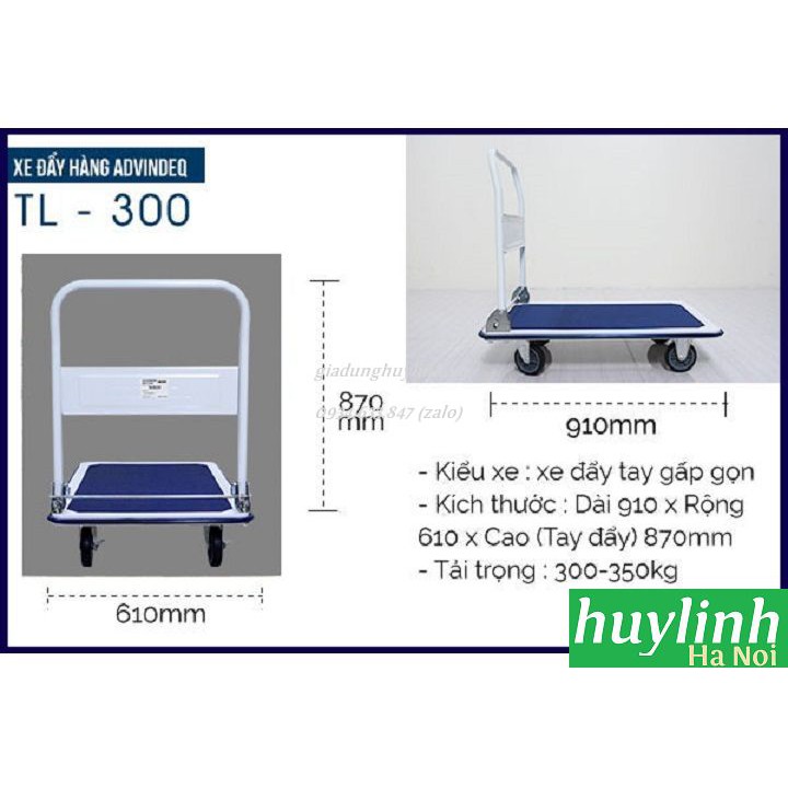 Xe đẩy hàng sàn thép Advindeq TL-300 - tải trọng 300kg