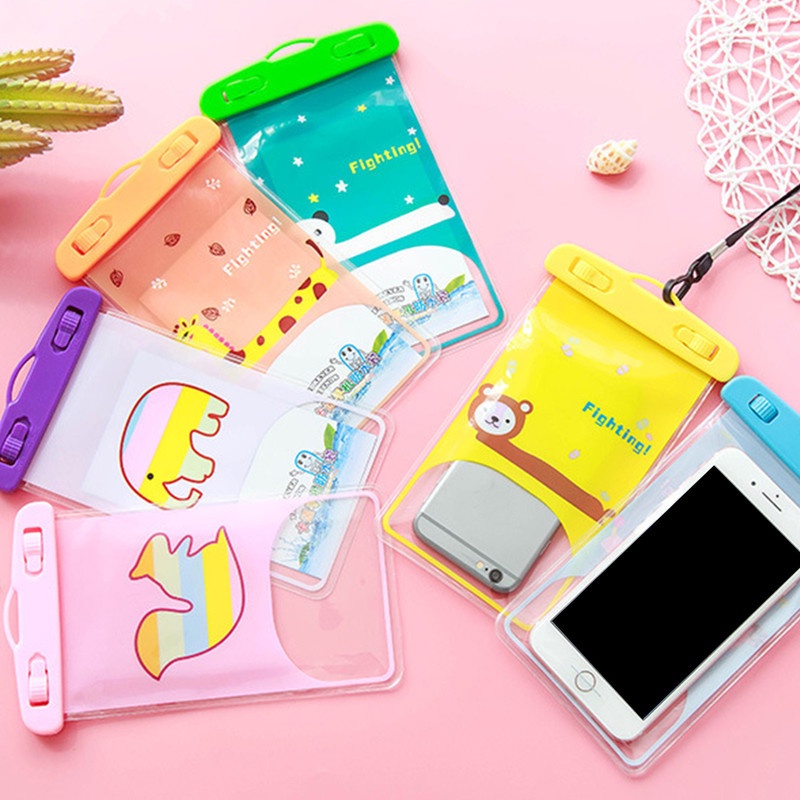 Túi Đựng Điện Thoại Chống Thấm Nước Hình Thú Dễ Thương Kèm Dây Đeo Cổ Dùng Khi Đi Bơi/ Bơi Lội