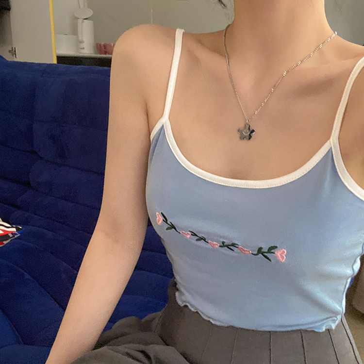 Áo Hai Dây Thêu Họa Tiết Trái Tim Xinh Xắn 42879 | BigBuy360 - bigbuy360.vn